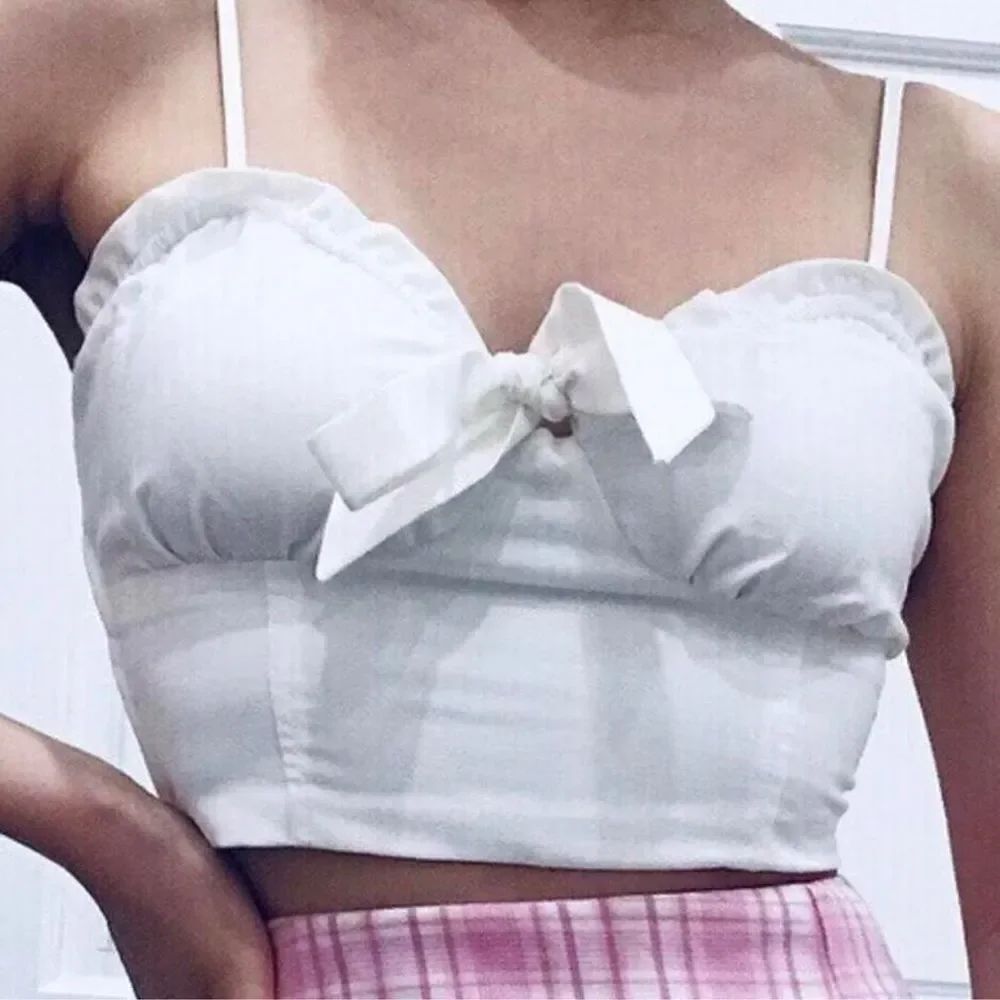 Pacsun Lottie Moss White Crop Top Ruffle Women’s Small